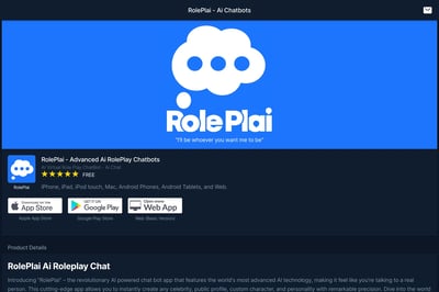 RolePlai - Advanced Ai RolePlay Chatbots preview